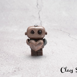 Steampunk szerelmes robot süthető gyurmából/Valenti napi robot szivecskével - otthon & életmód - dekoráció - asztal és polc dekoráció - asztaldísz - Meska.hu