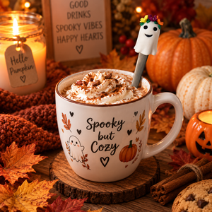 Virágkoszorús szellem kislány kiskanál - kézzel készített halloweeni kanál  - Meska.hu