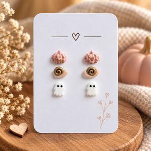 Őszi�halloweeni mini fülbevaló szett � tök, csiga és szellem � 3 pár - ékszer - fülbevaló - pötty fülbevaló - Meska.hu
