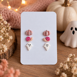 Cuki Halloween mini fülbevaló szett � tök, csiga és szellem � 3 pár - ékszer - fülbevaló - pötty fülbevaló - Meska.hu