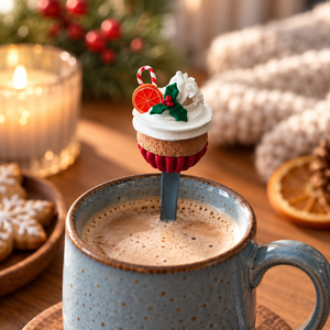Karácsonyi cupcake díszkanál narancsszelettel � kézzel készített süthető gyurma dekoráció - otthon & életmód - konyhafelszerelés, tálalás - tálalás - kanál & villa - Meska.hu