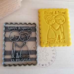 Egyedi, cicás esküvői álló süteménykiszúró forma, sütipecsét. Linzer, mézeskalács, keksz kiszúró - Meska.hu