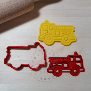 Tűzoltóautó - süteménykiszúró forma, sütipecsét. Sütikiszúró. Linzer, mézeskalács, keksz kiszúró - otthon & életmód - konyhafelszerelés, tálalás - sütés, főzés - sütikiszúró - Meska.hu