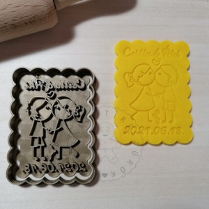 Egyedi, álló, kutyás esküvői süteménykiszúró forma, sütipecsét. Sütikiszúró. Linzer, mézeskalács, keksz kiszúró, Otthon & Életmód, Konyhafelszerelés, tálalás, Sütikiszúró, Sütés, főzés, Mindenmás, Mézeskalácssütés, MESKA