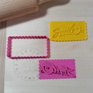 Smile feliratú - süteménykiszúró forma, sütipecsét. Sütikiszúró. Linzer, mézeskalács, keksz kiszúró - Meska.hu