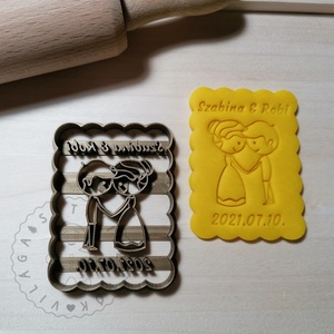 Egyedi, álló, kicsi esküvői süteménykiszúró forma, sütipecsét. Sütikiszúró. Linzer, mézeskalács, keksz kiszúró - otthon & életmód - konyhafelszerelés, tálalás - sütés, főzés - sütikiszúró - Meska.hu