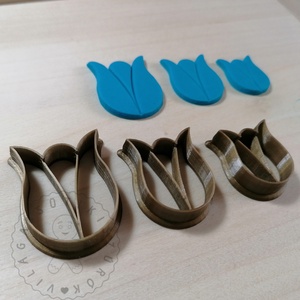 Tulipán virág alakú süthető gyurma kiszúrók (3db) - polymerclay, kiszúró, kellék, Otthon & Lakás, Konyhafelszerelés, tálalás, Sütikiszúró, Sütés, főzés, Mindenmás, Ékszerkészítés, Meska