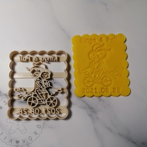 Egyedi, biciklis esküvői süteménykiszúró forma, sütipecsét. Sütikiszúró. Linzer, mézeskalács, keksz kiszúró - otthon & életmód - konyhafelszerelés, tálalás - sütés, főzés - sütikiszúró - Meska.hu