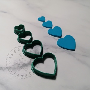 Szív süthető gyurma kiszúrók (4 db) - polymerclay, kiszúró, kellék - otthon & életmód - konyhafelszerelés, tálalás - sütés, főzés - sütikiszúró - Meska.hu