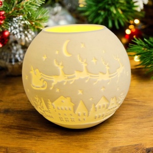 Ledes mécsestartó téli mintával, Karácsony, Karácsonyi lakásdekoráció, Karácsonyfadíszek, Mindenmás, MESKA