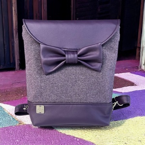 Lila szövetes masnis, kisméretű 2in1 hátizsák - táska & tok - kézitáska & válltáska - válltáska - Meska.hu