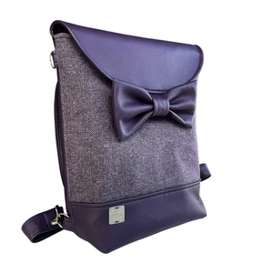 Lila szövetes masnis, kisméretű 2in1 hátizsák - táska & tok - kézitáska & válltáska - válltáska - Meska.hu