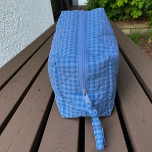 Végtelen Neszesszer - Rendszer és elegancia minden alkalomra (Kék-fehér négyzetes, boxy) - táska & tok - neszesszer - Meska.hu