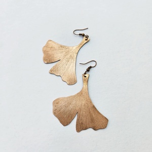 Ginkgo levelél fülbevaló, Ékszer, Fülbevaló, Lógó fülbevaló, Ékszerkészítés, Ötvös, MESKA