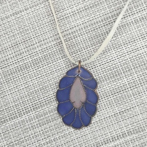 Tűzzománc - rekeszzománc medál - kék - hullámos ovál - Meska.hu