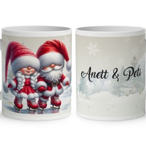 Névvel kérhető - Korcsolyázó karácsonyi manók mintás bögre, Otthon & Életmód, Konyhafelszerelés, tálalás, Tálalás, Bögre & Csésze, , MESKA