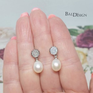 Ezüst csepp fülbevaló gyönggyell, Ékszer, Fülbevaló, Lógó csepp fülbevaló, Ékszerkészítés, Ötvös, MESKA