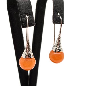 Fülbevaló golyó barack aventurin mint kürt 10mm, Ékszer, Fülbevaló, Lógó fülbevaló, , MESKA