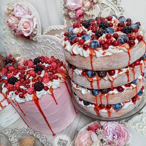Gyümölcsös dekor piskóta-torta - otthon & életmód - dekoráció - asztal és polc dekoráció - dekorációs tál, tartó - Meska.hu