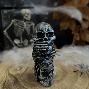 Nem lát, nem hall, nem beszél koponyák, Kellékek & szerszámok, Díszíthető tárgyak, Kerámia, Gipszöntés, Festett tárgyak, MESKA