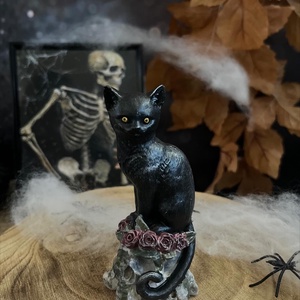 Fekete macska koponyán, Kellékek & szerszámok, Díszíthető tárgyak, Kerámia, Gipszöntés, Festett tárgyak, MESKA