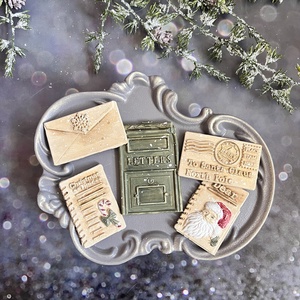 Karácsonyi postaláda - zöld - kellékek & szerszámok - díszíthető tárgyak - kerámia - Meska.hu