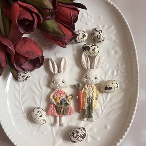 Nyuszipár - kellékek & szerszámok - díszíthető tárgyak - kerámia - Meska.hu