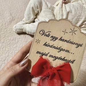 Karácsonyi kívánság, Karácsony, Karácsonyi ajándékozás, Karácsonyi képeslap, üdvözlőlap, ajándékkísérő, Famegmunkálás, MESKA