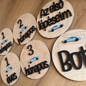 Baba mérföldkő - autós, Otthon & Életmód, Babaszoba, gyerekszoba, Babaszoba kép, Famegmunkálás, MESKA