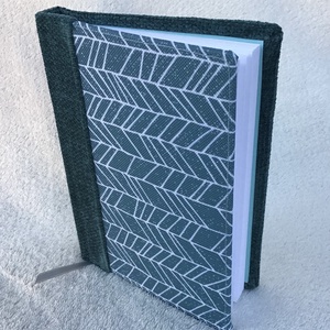 Türkizkék - vonal-mintás varrott, A6-os notesz - otthon & életmód - papír, írószer - jegyzetfüzet & napló - Meska.hu