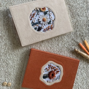 Virágos varrott, puha szövet borítású A6-os notesz - otthon & életmód - papír, írószer - jegyzetfüzet & napló - Meska.hu