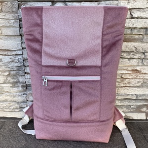 Pasztell rózsaszín lehajtós hátitáska - táska & tok - hátizsák - roll top hátizsák - Meska.hu