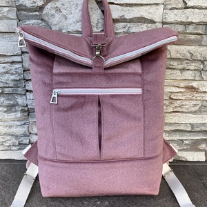 Pasztell rózsaszín lehajtós hátitáska - Meska.hu