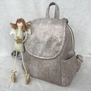 Rejtett cippzáros! - Homokszínű puha hátitáska, Táska & Tok, Hátizsák, Hátizsák, Varrás, MESKA