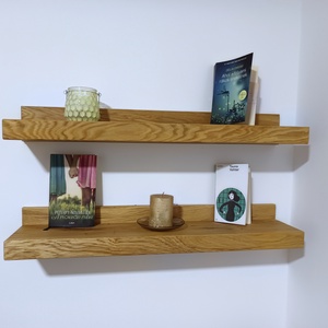 Lebegő tölgyfa polc dekorációhoz és könyvekhez  tömörfa polc - fali polc - otthon & életmód - bútor - polc - Meska.hu