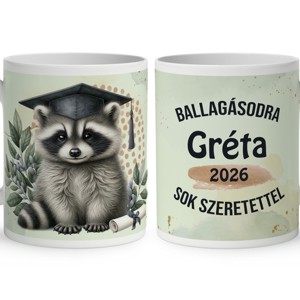 Névvel kérhető Mosómedve - 2026 évi Ballagásra mintás bögre, Otthon & Életmód, Konyhafelszerelés, tálalás, Tálalás, Bögre & Csésze, , MESKA