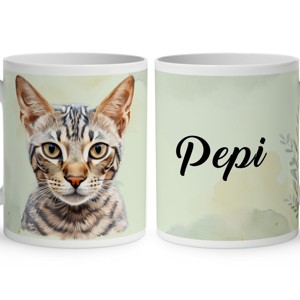 Névvel kérhető - Ocicat macska portré mintás bögre, Otthon & Életmód, Konyhafelszerelés, tálalás, Tálalás, Bögre & Csésze, , MESKA