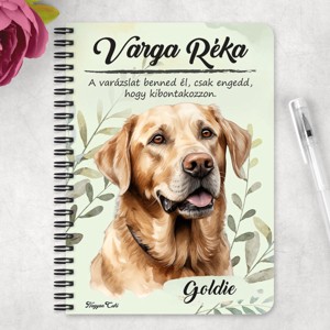 Személyre szabható - Sárga Labrador Retriever portré mintás A6-os füzet - otthon & életmód - papír, írószer - jegyzetfüzet & napló - Meska.hu
