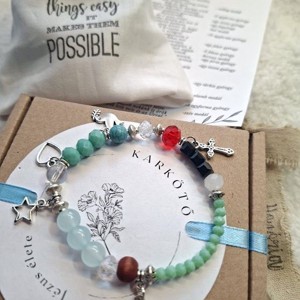 Jézus élete - keresztény történet karkötő-türkiz-085, Ékszer, Karkötő, Bogyós karkötő, , MESKA