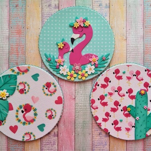Flamingók virágokkal, babaszoba dekoráció, 3 darabos kép szett, Otthon & Lakás, Babaszoba, gyerekszoba, Babaszoba kép, Mindenmás, MESKA