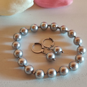 Elegáns shell pearl- hematit karkötő!! - ékszer - karkötő - gyöngyös karkötő - Meska.hu