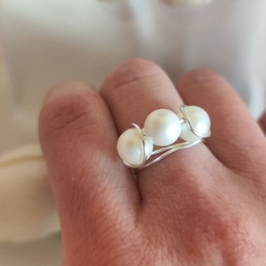 Egyedi shell pearl gyöngyös gyűrű - ékszer - gyűrű - gyöngyös gyűrű - Meska.hu
