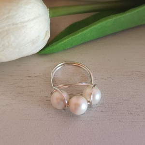Egyedi shell pearl gyöngyös gyűrű - ékszer - gyűrű - gyöngyös gyűrű - Meska.hu