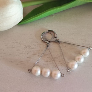 Egyedi, shell pearl fülbevaló, Ékszer, Fülbevaló, Lógó fülbevaló, Ékszerkészítés, Gyöngyfűzés, gyöngyhímzés, MESKA