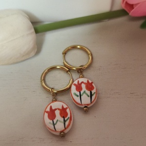 Nemesacél tulipános fülbevaló. - ékszer - fülbevaló - lógó fülbevaló - Meska.hu
