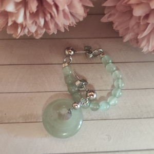 Aszimmetrikus zöld aventurin fülbevaló! , Ékszer, Fülbevaló, Lógó fülbevaló, Ékszerkészítés, Gyöngyfűzés, gyöngyhímzés, MESKA