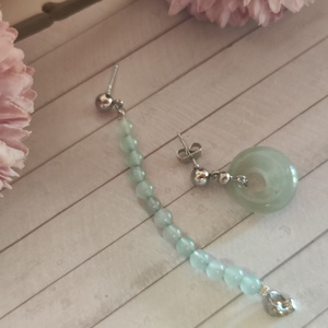 Aszimmetrikus zöld aventurin fülbevaló!  - ékszer - fülbevaló - lógó fülbevaló - Meska.hu