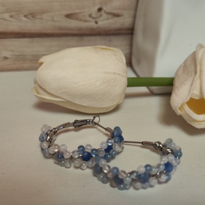 Nemesacél fülbevaló Akvamarin virágokkal! - Meska.hu