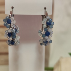 Nemesacél fülbevaló Akvamarin virágokkal! - ékszer - fülbevaló - karika fülbevaló - Meska.hu