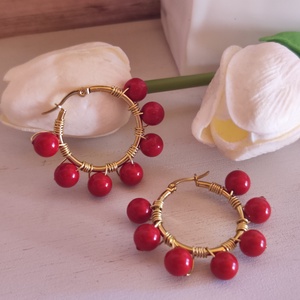 Nemesacél fülbevaló shell pearl gyöngyökkel!, Ékszer, Fülbevaló, Karika fülbevaló, Ékszerkészítés, Gyöngyfűzés, gyöngyhímzés, MESKA